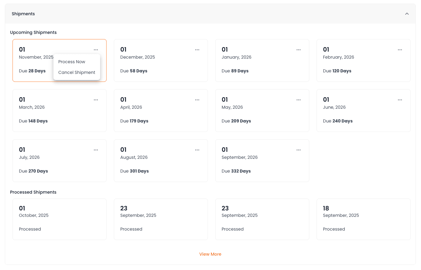 Vendor Panel shipment tools for processing, cancelling or generating one-off member shipments