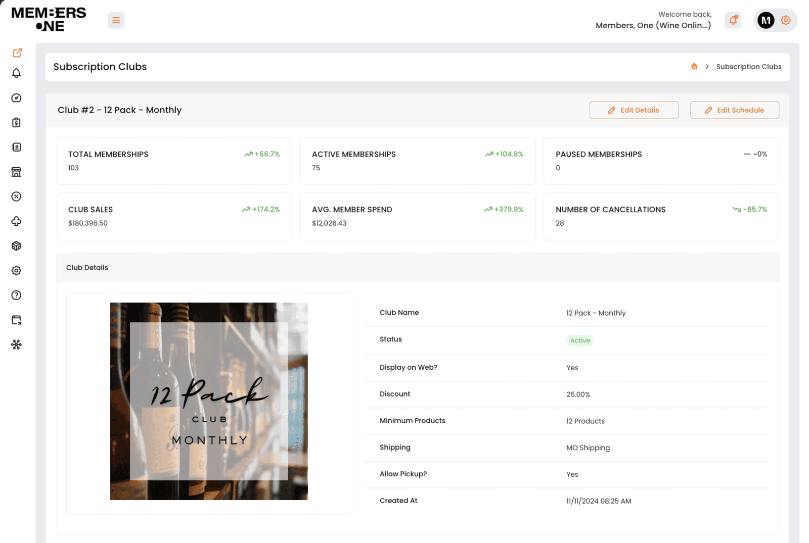Vendor Panel club statistics with new 30-day trend indicators