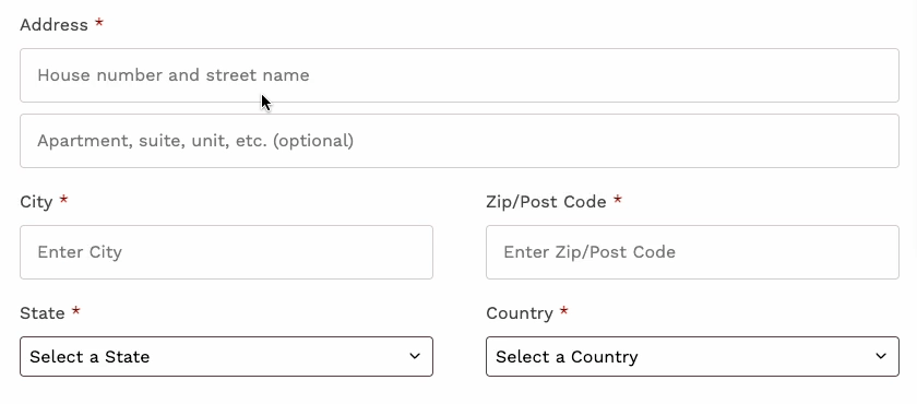 Google address auto-complete suggesting addresses as a customer types at subscription checkout
