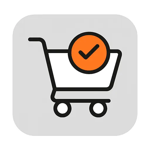 Members One Shopping cart icon with checkmark representing seamless subscription checkout