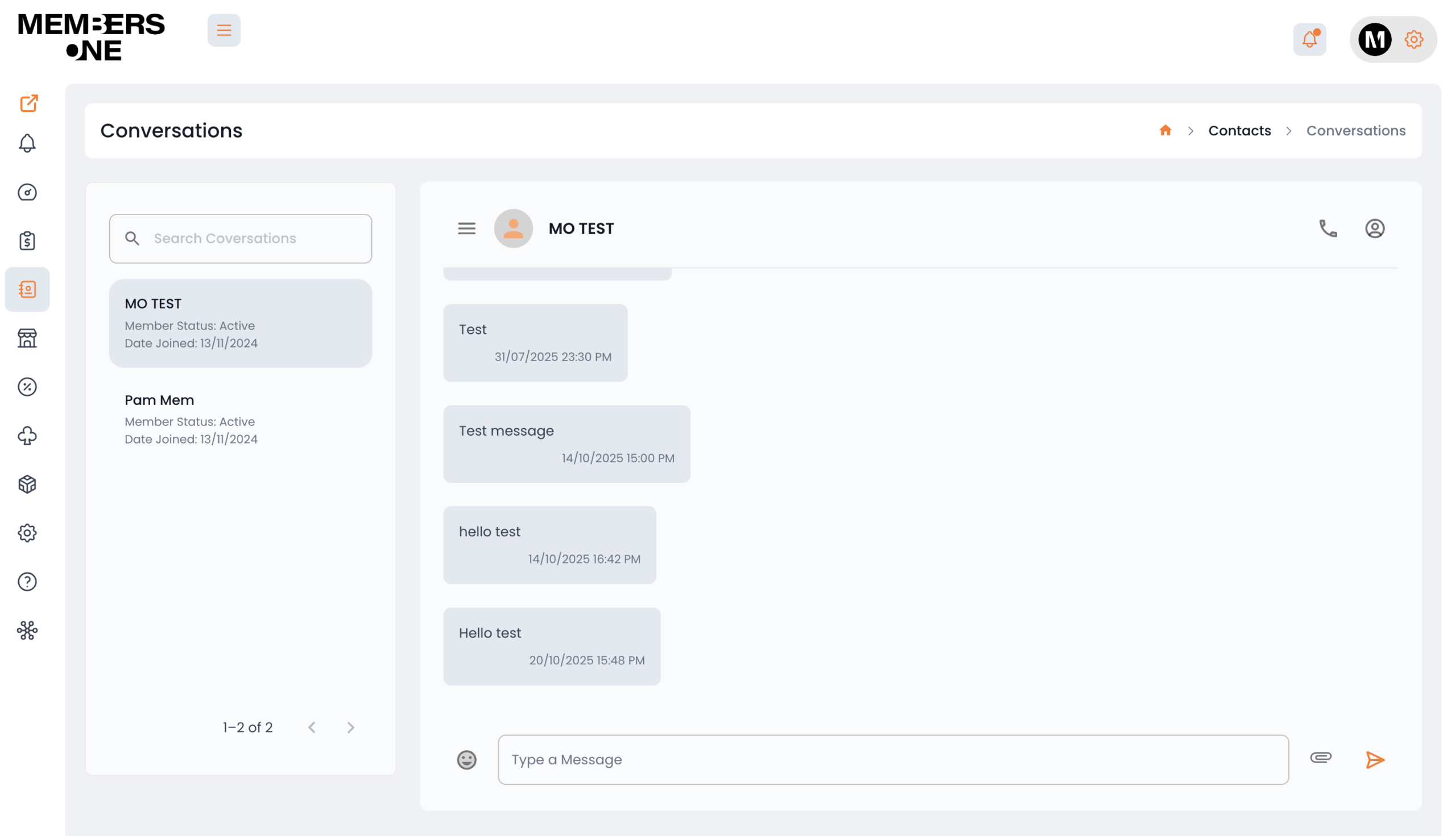 Conversations - Vendor Panel – Members One Members One