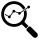 Magnifying glass icon with a data trend line representing customer behavior tracking