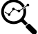 Magnifying glass icon with a data trend line representing customer behavior tracking